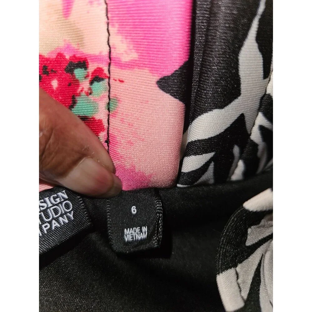 7th Avenue Design Studio Pink Floral Lined A Line Midi Skirt Women 6 - Picture 8 of 10